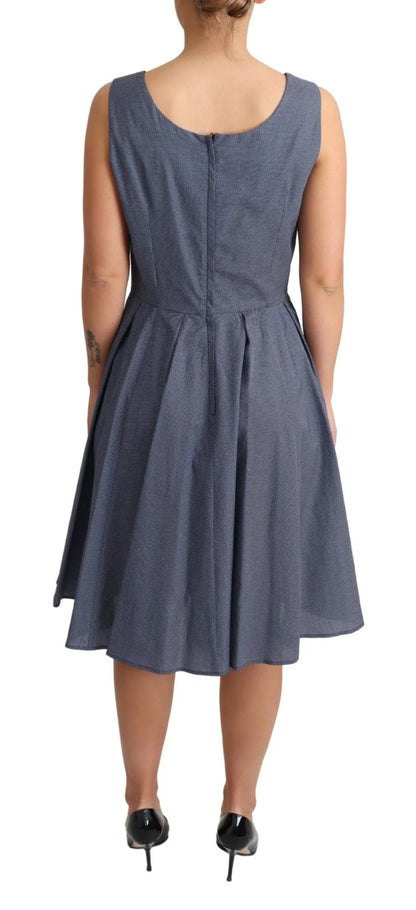 Dolce & Gabbana Blue Polka Cotton A-Line Stretch Dress by Dolce & Gabbana