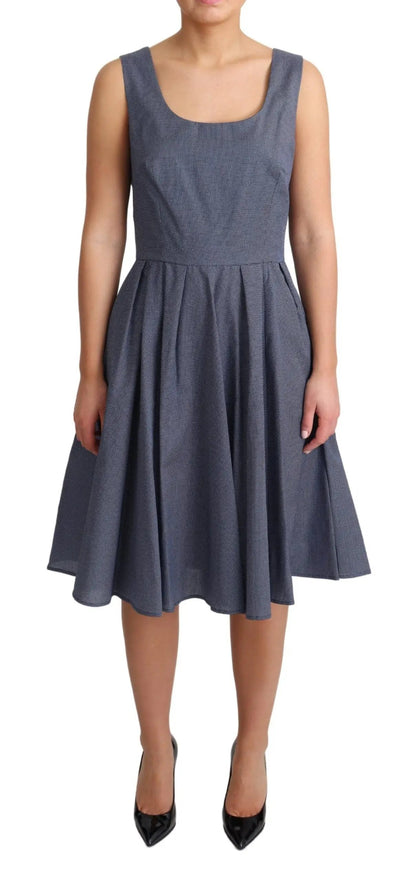 Dolce & Gabbana Blue Polka Cotton A-Line Stretch Dress by Dolce & Gabbana