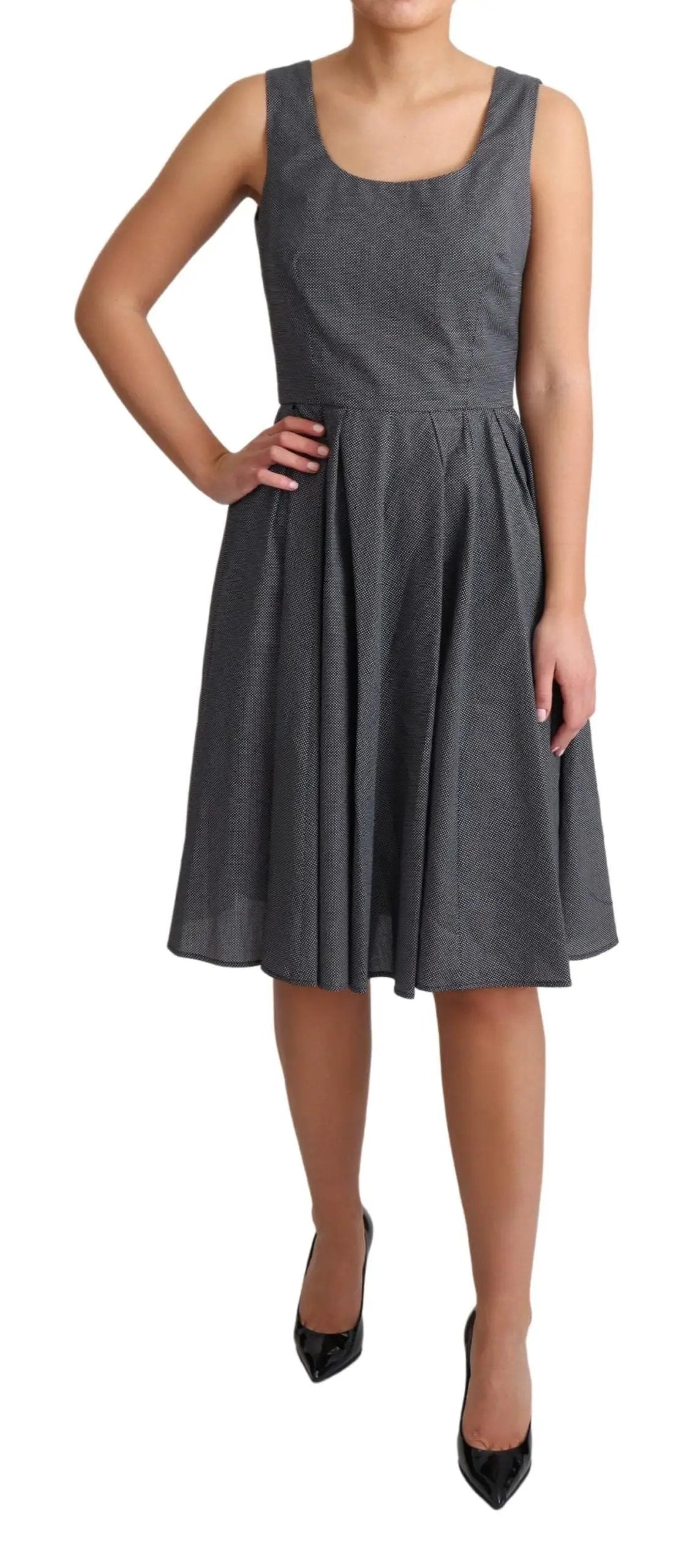 Dolce & Gabbana Black Polka Dotted Cotton A-Line Dress by Dolce & Gabbana
