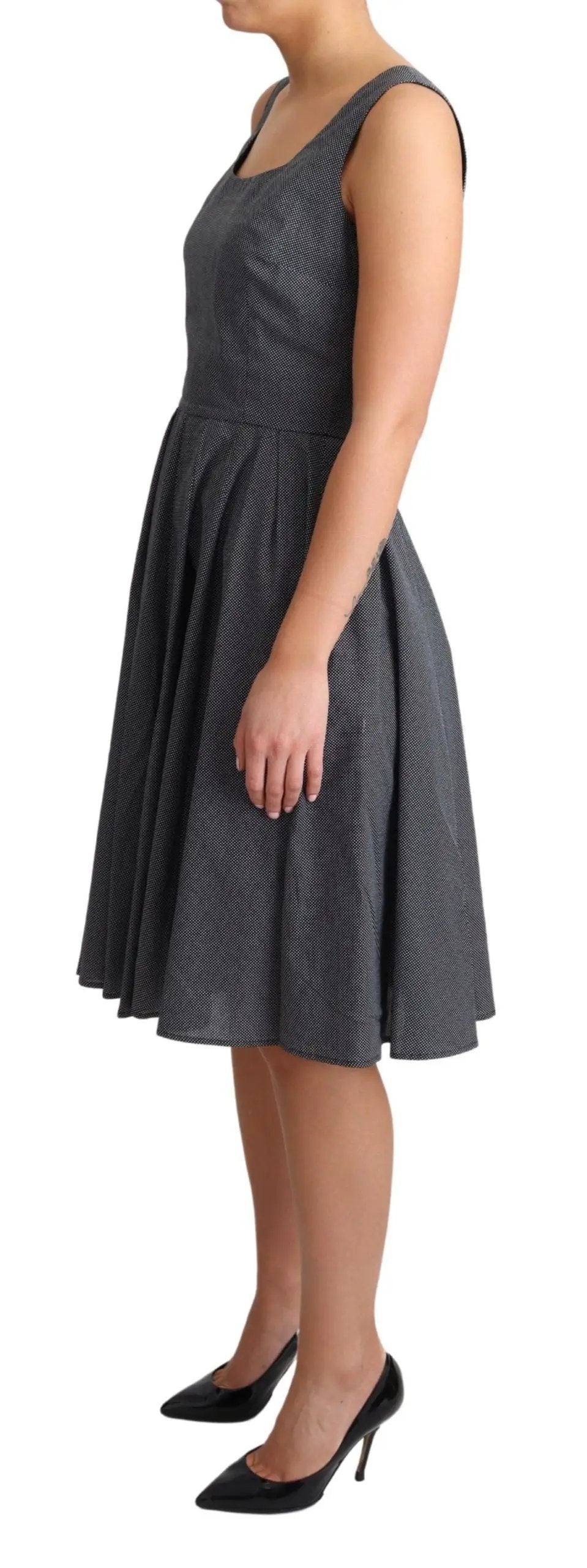 Dolce & Gabbana Black Polka Dotted Cotton A-Line Dress by Dolce & Gabbana