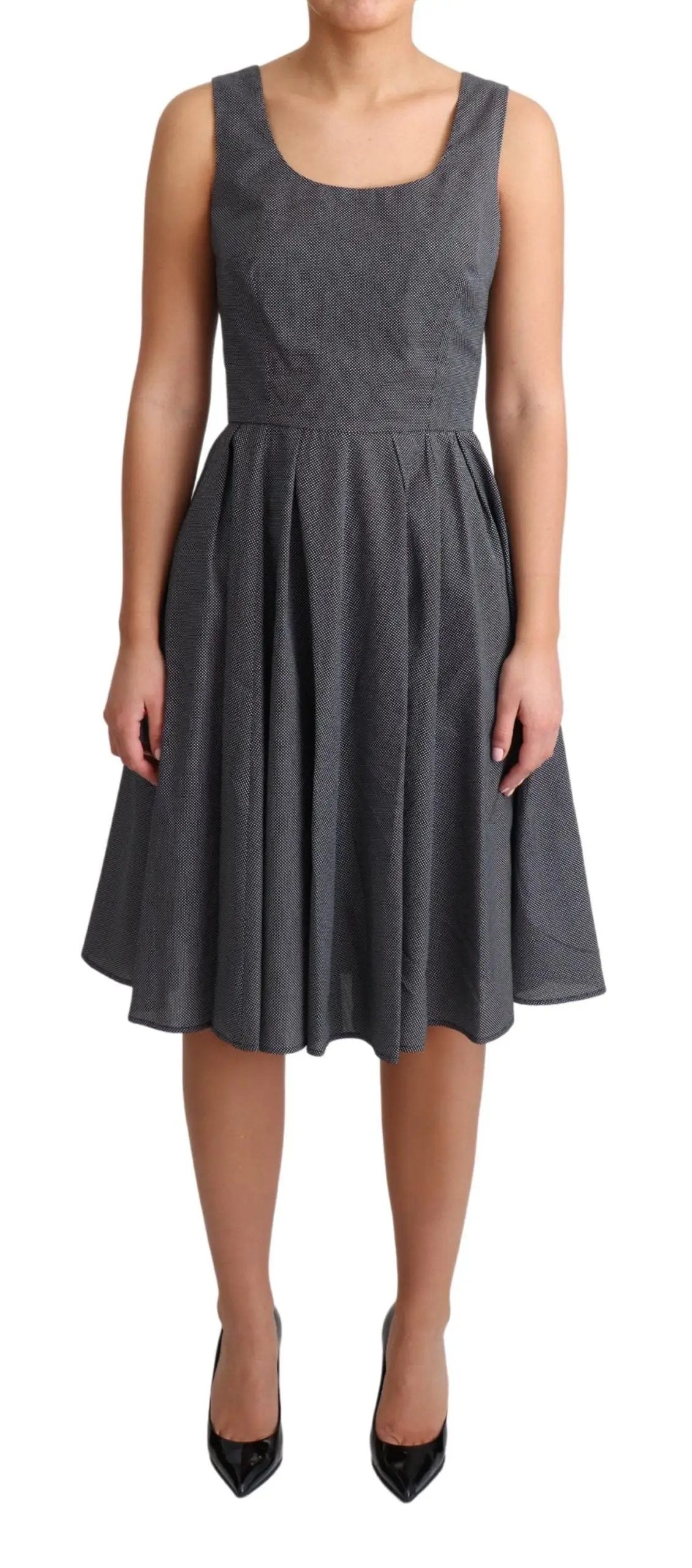 Dolce & Gabbana Black Polka Dotted Cotton A-Line Dress by Dolce & Gabbana