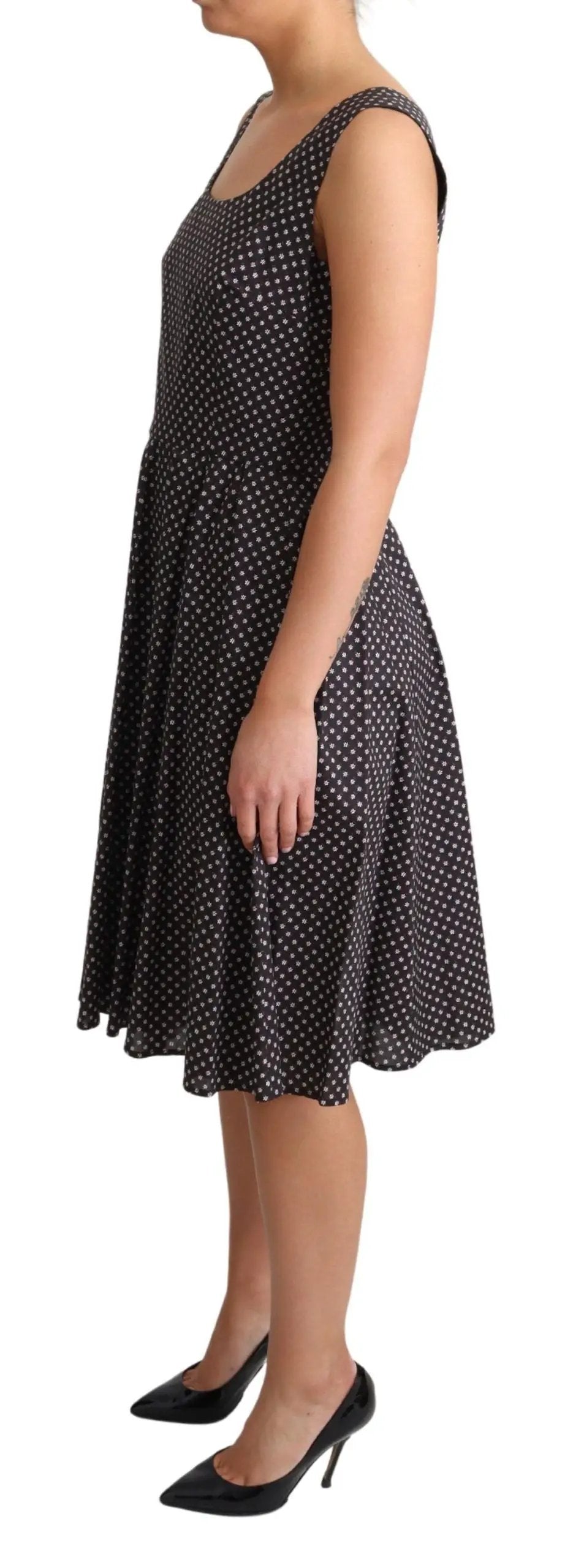 Dolce & Gabbana Black Floral Cotton A-Line Stretch Dress by Dolce & Gabbana