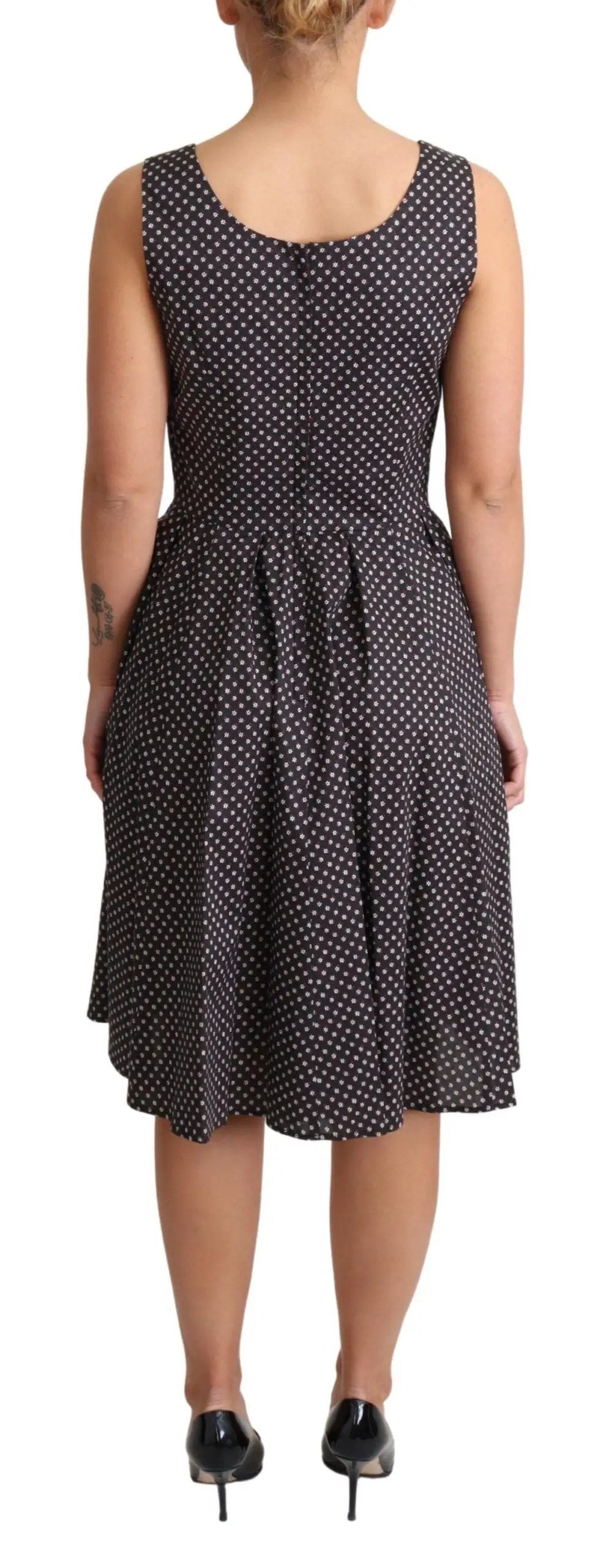 Dolce & Gabbana Black Floral Cotton A-Line Stretch Dress by Dolce & Gabbana