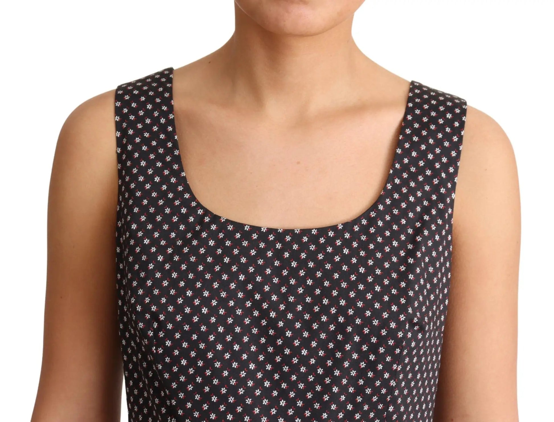 Dolce & Gabbana Black Floral Cotton A-Line Stretch Dress by Dolce & Gabbana