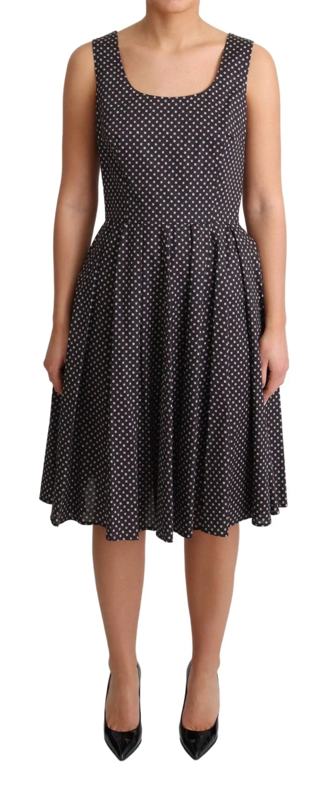 Dolce & Gabbana Black Floral Cotton A-Line Stretch Dress by Dolce & Gabbana
