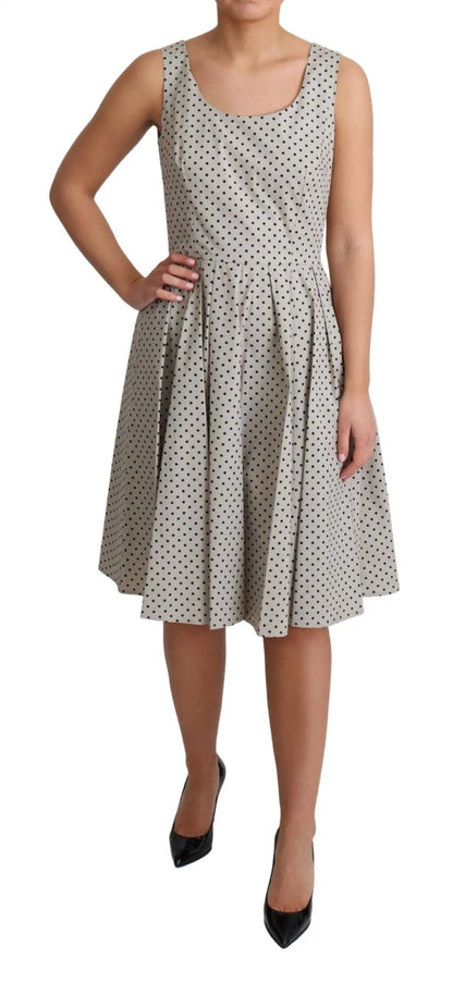 Dolce & Gabbana Beige Polka Dotted Cotton A-Line Dress by Dolce & Gabbana