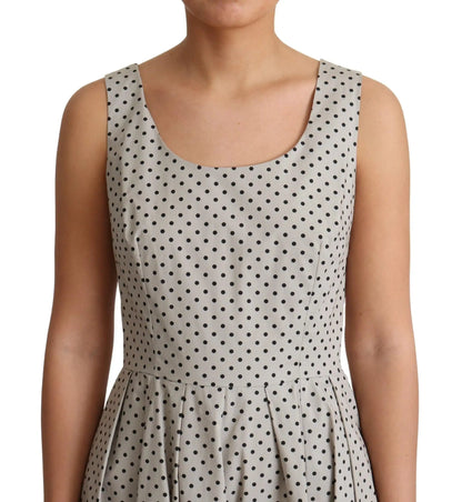 Dolce & Gabbana Beige Polka Dotted Cotton A-Line Dress by Dolce & Gabbana