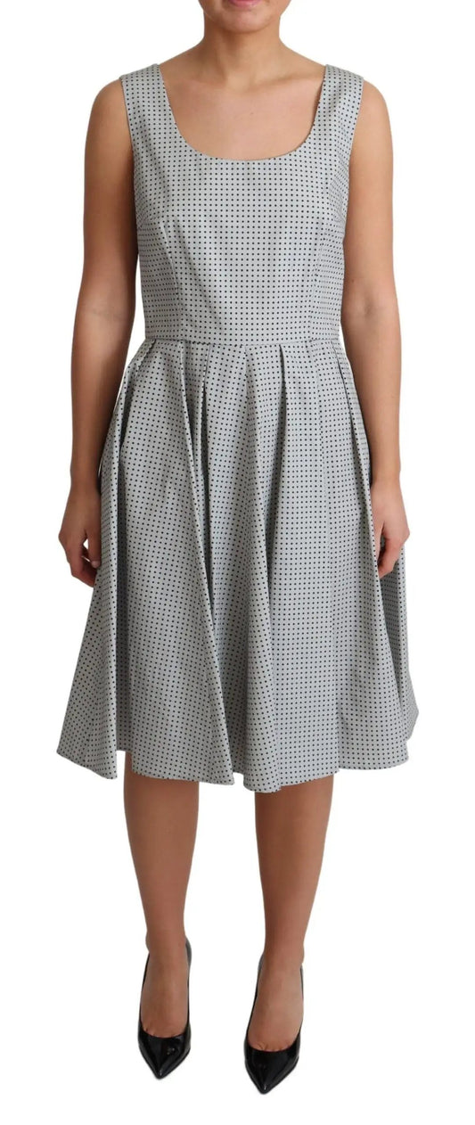 Dolce & Gabbana Gray Polka Dotted Cotton A-Line Dress by Dolce & Gabbana