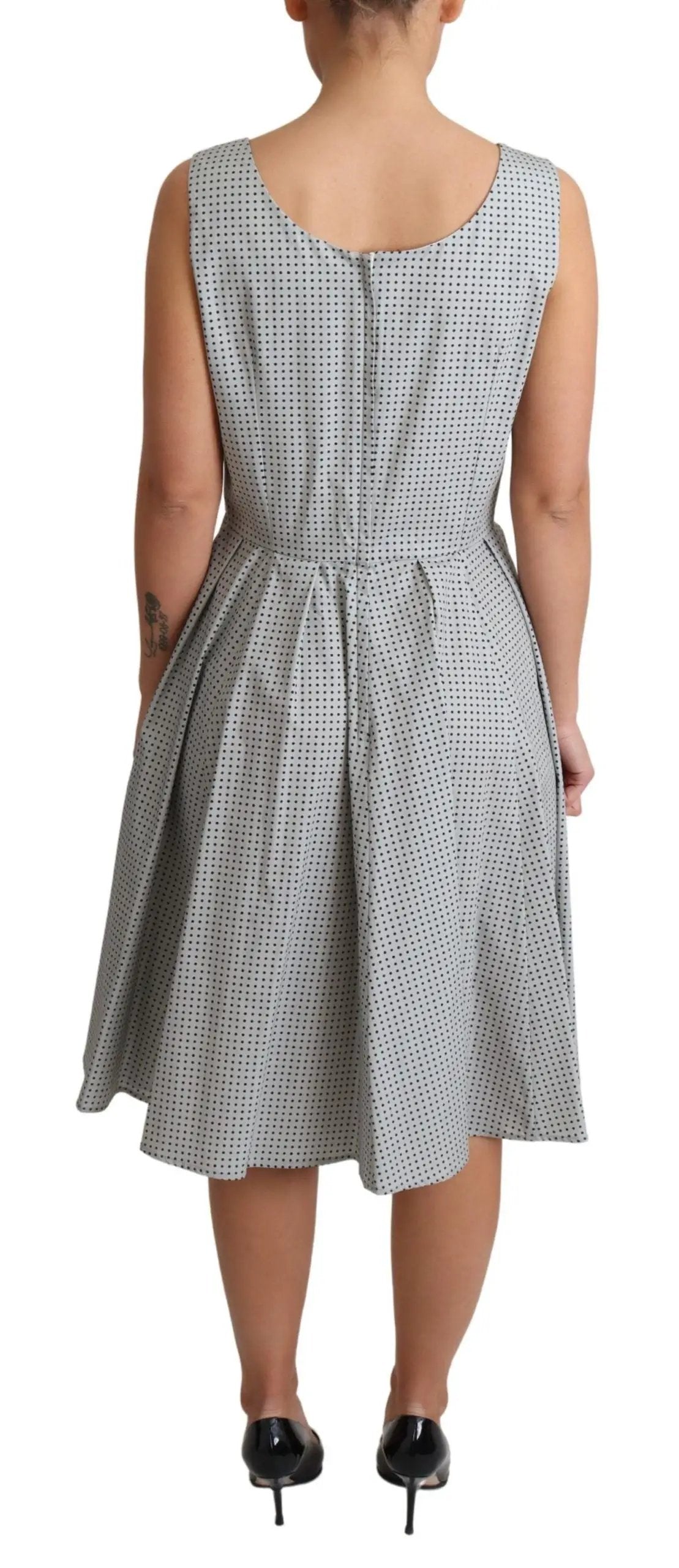 Dolce & Gabbana Gray Polka Dotted Cotton A-Line Dress by Dolce & Gabbana