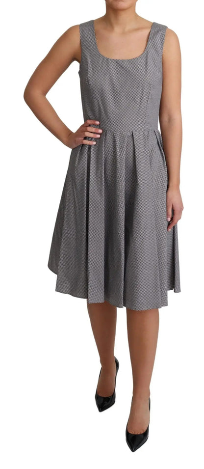 Dolce & Gabbana Blue Beige Geometric Cotton A-Line Dress by Dolce & Gabbana