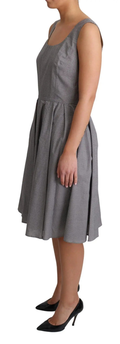 Dolce & Gabbana Blue Beige Geometric Cotton A-Line Dress by Dolce & Gabbana