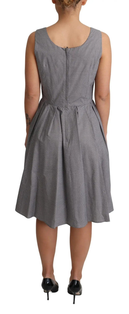 Dolce & Gabbana Blue Beige Geometric Cotton A-Line Dress by Dolce & Gabbana