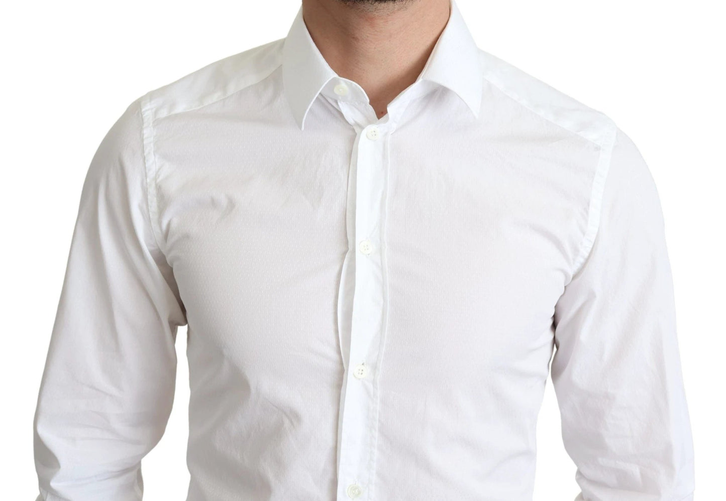 Dolce & Gabbana White Cotton Long Sleeves Men Formal Shirt