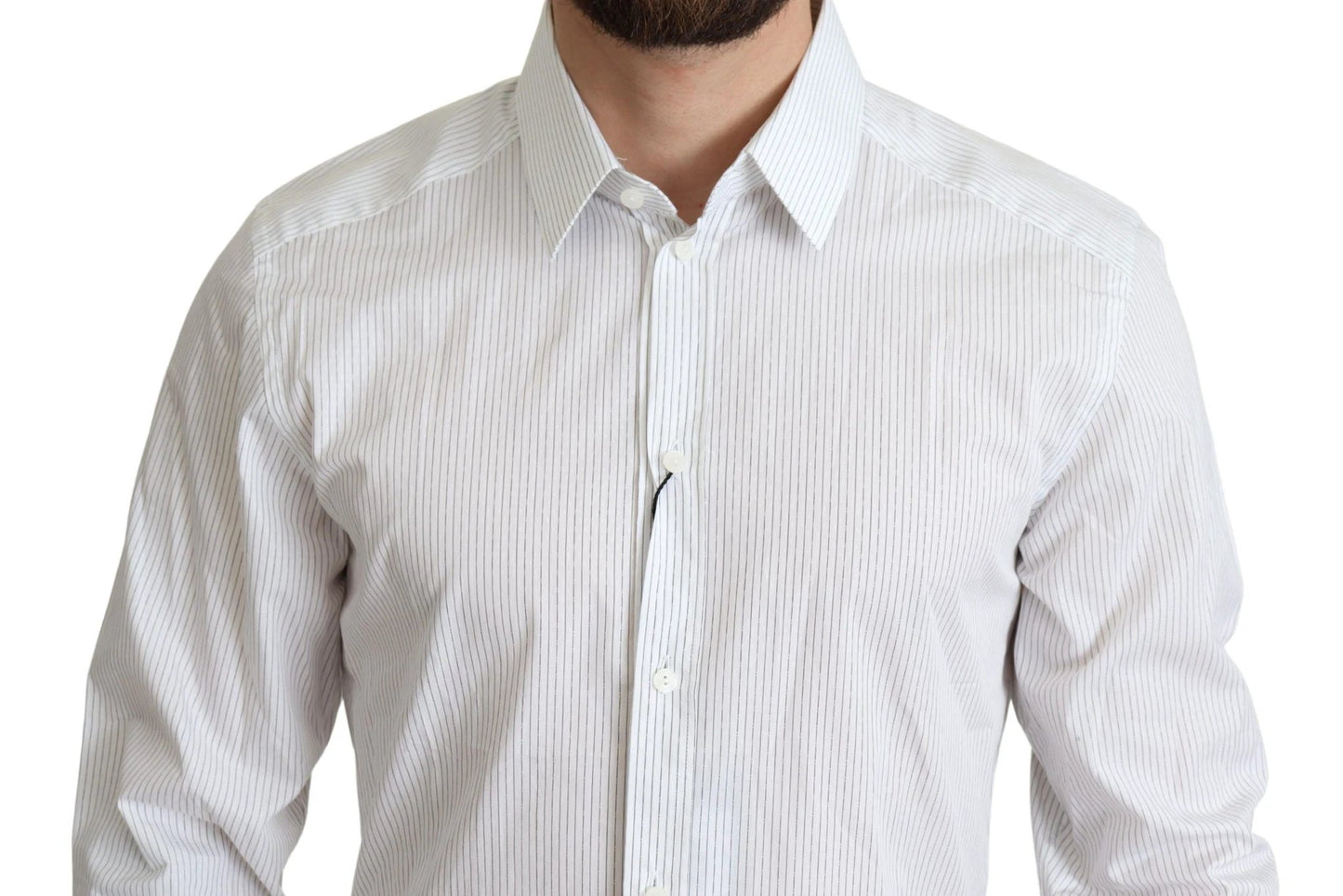 Dolce & Gabbana White Stripes Cotton Formal Dress Shirt
