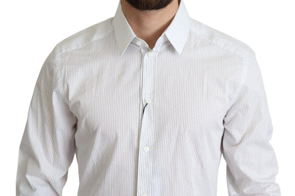 Dolce & Gabbana White Stripes Cotton Formal Dress Shirt