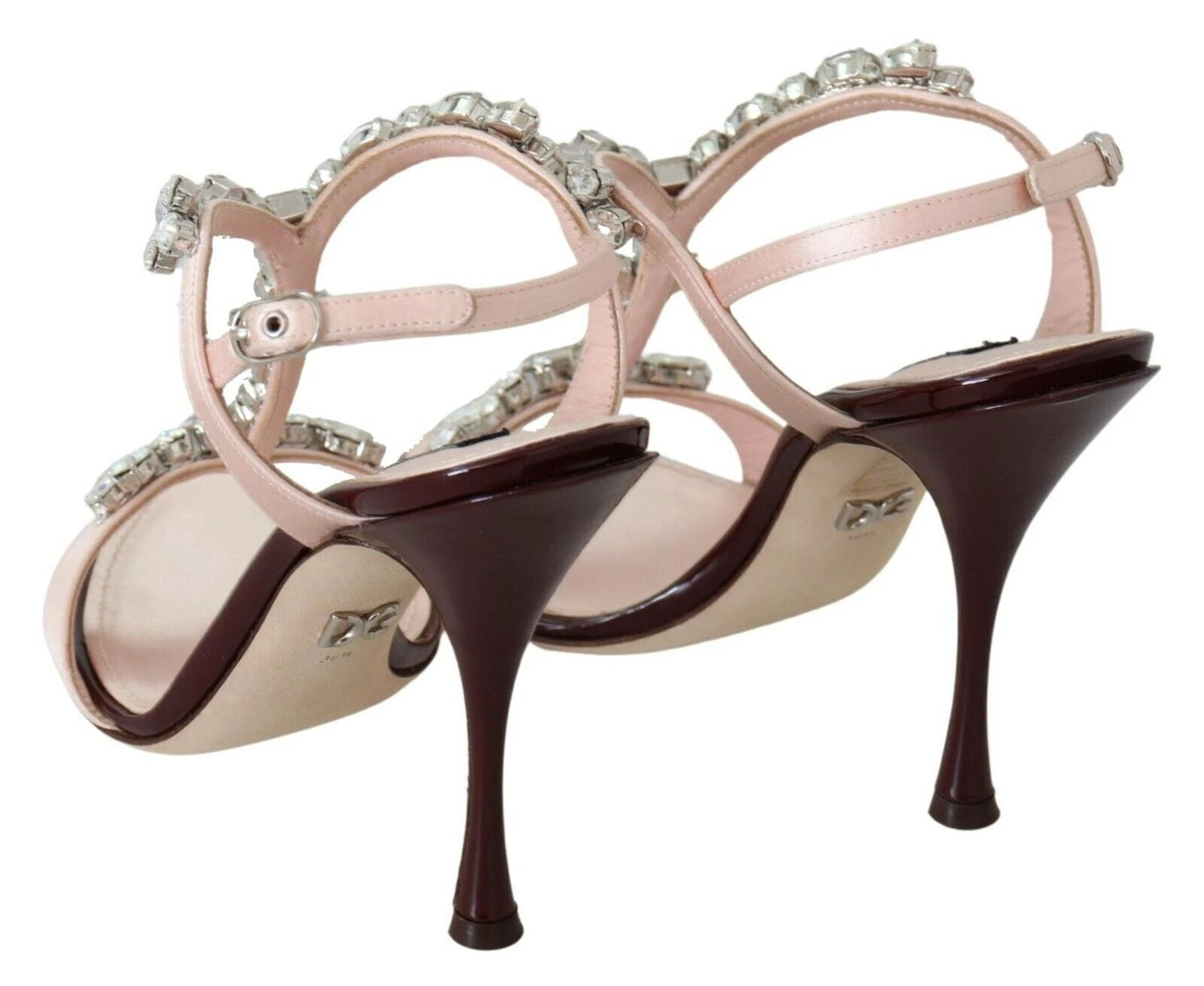 Dolce & Gabbana Pink Crystals Heels Keira Sandals by Dolce & Gabbana