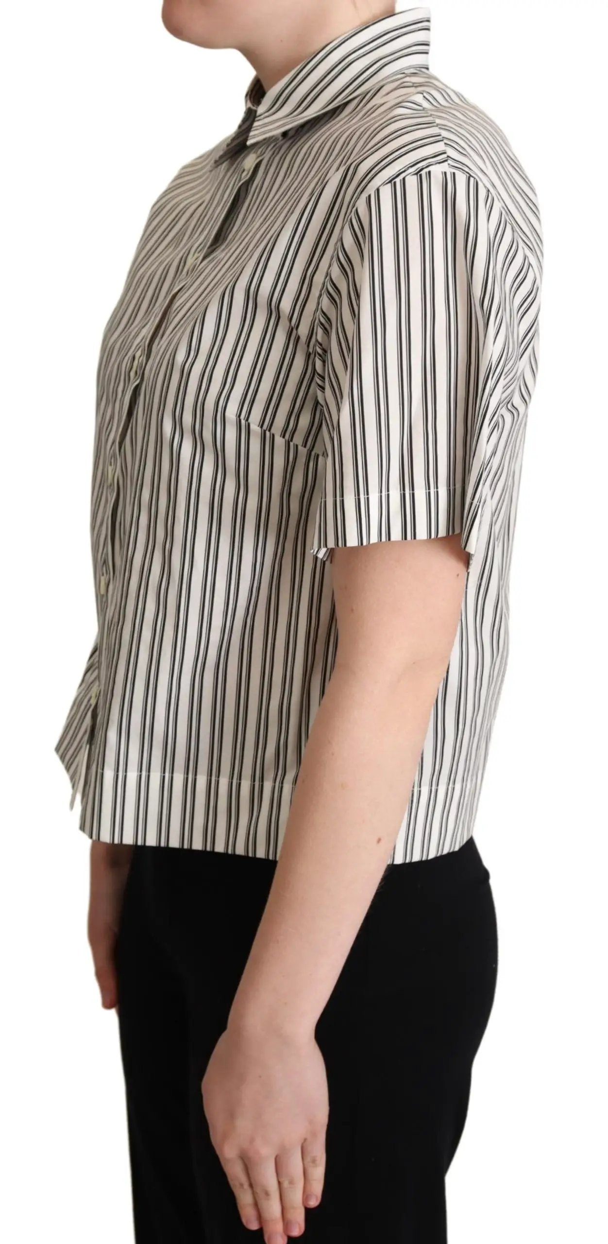 Dolce & Gabbana White Black Striped Shirt Blouse Top by Dolce & Gabbana