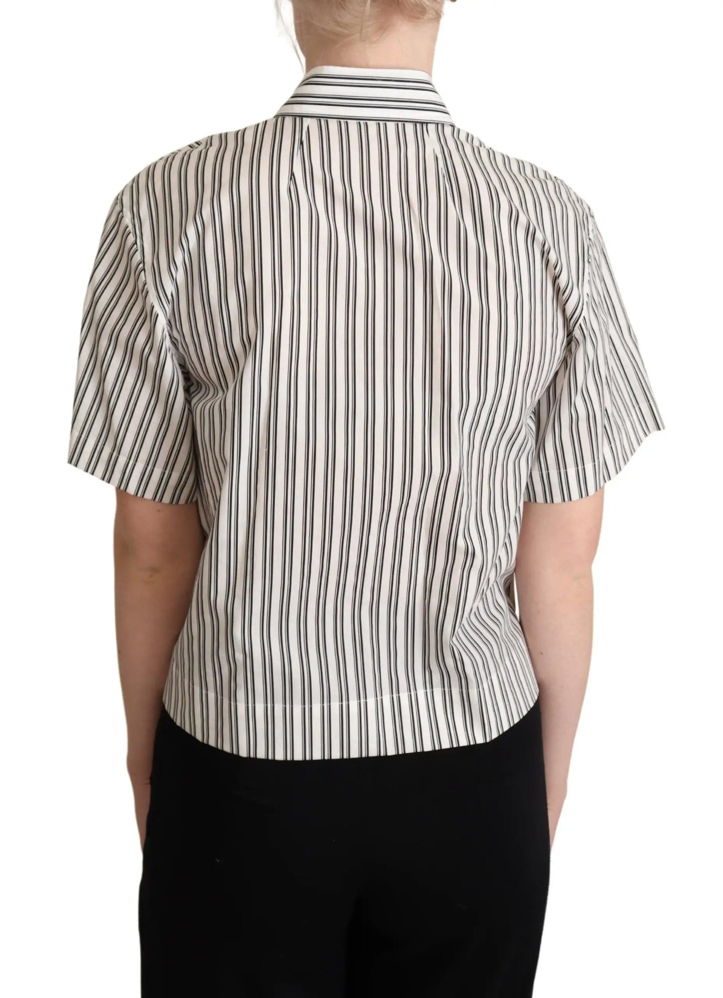 Dolce & Gabbana White Black Striped Shirt Blouse Top by Dolce & Gabbana
