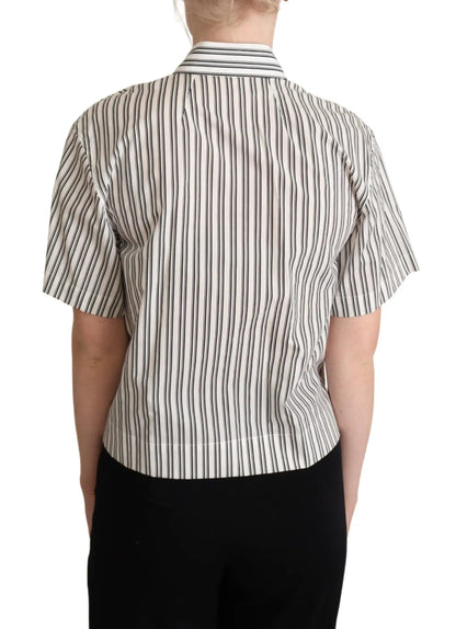 Dolce & Gabbana White Black Striped Shirt Blouse Top by Dolce & Gabbana