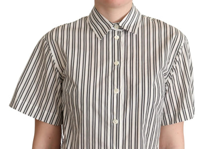 Dolce & Gabbana White Black Striped Shirt Blouse Top by Dolce & Gabbana