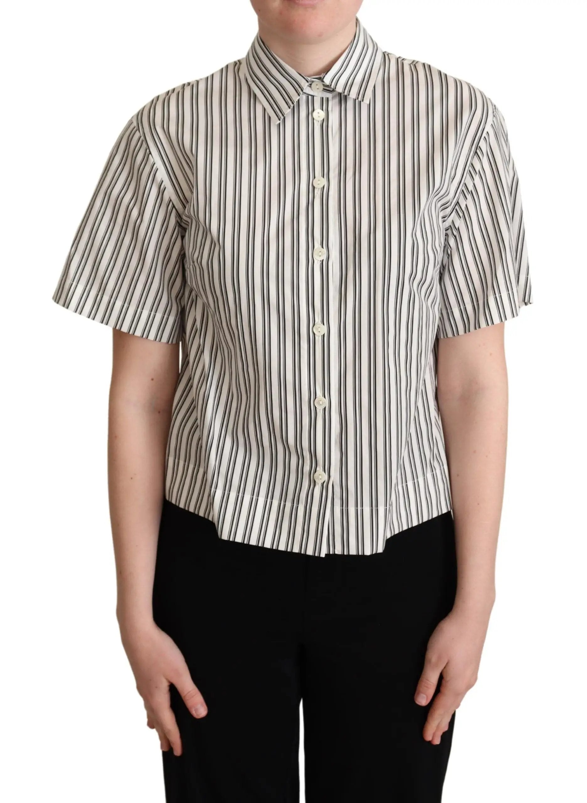 Dolce & Gabbana White Black Striped Shirt Blouse Top by Dolce & Gabbana