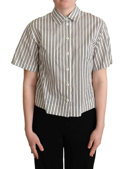 Dolce & Gabbana White Black Striped Shirt Blouse Top by Dolce & Gabbana