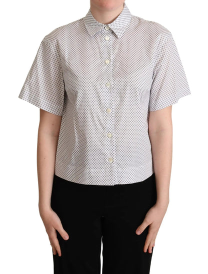 Dolce & Gabbana White Gray Polka Dots Collared Button Shirt by Dolce & Gabbana