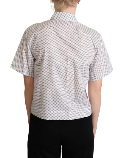 Dolce & Gabbana White Gray Polka Dots Collared Button Shirt by Dolce & Gabbana