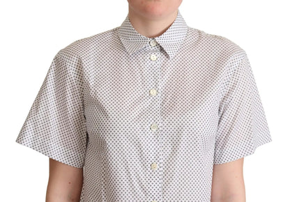 Dolce & Gabbana White Gray Polka Dots Collared Button Shirt by Dolce & Gabbana