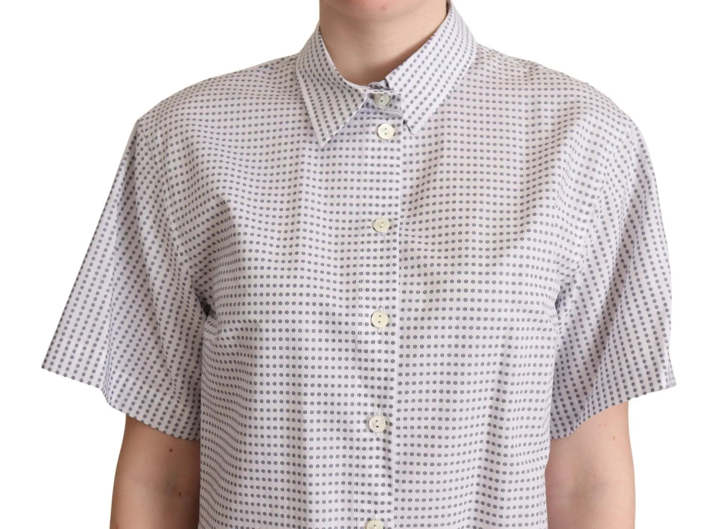 Dolce & Gabbana White Polka Dots Collared Blouse Shirt by Dolce & Gabbana