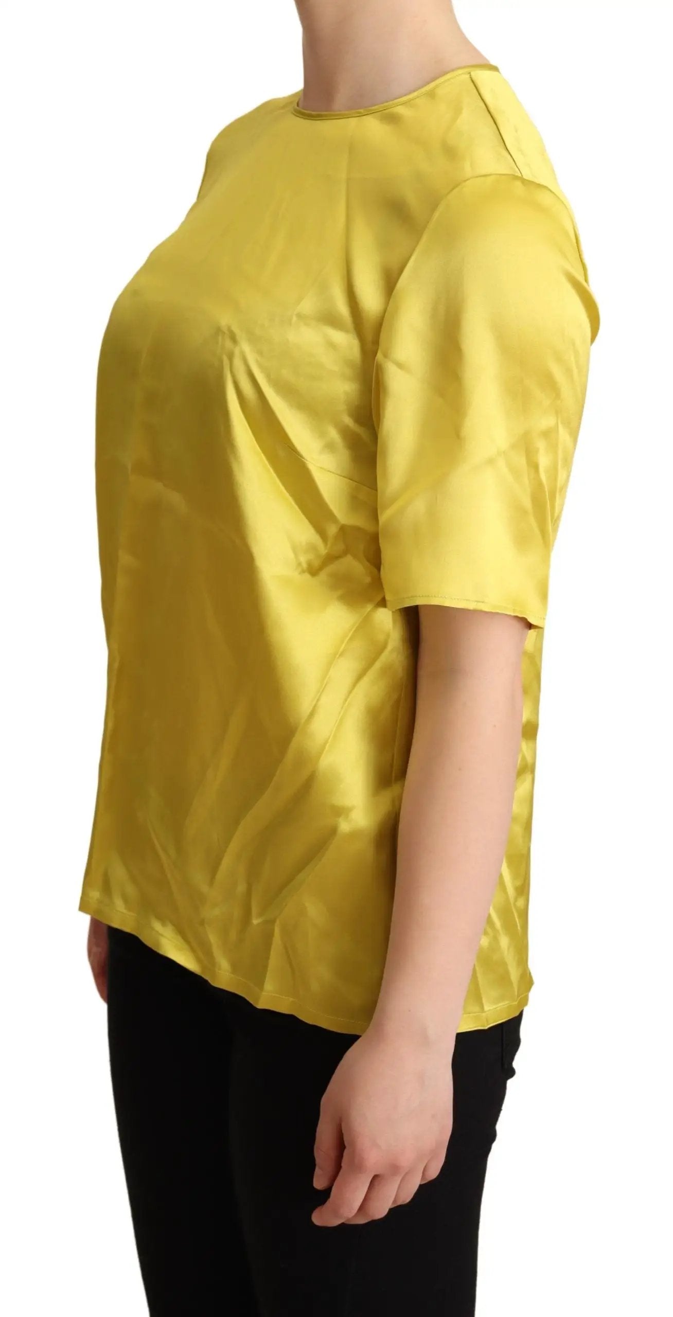 Dolce & Gabbana Yellow Silk Short Sleeve Blouse T-shirt by Dolce & Gabbana