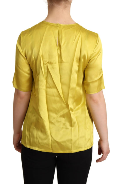 Dolce & Gabbana Yellow Silk Short Sleeve Blouse T-shirt by Dolce & Gabbana
