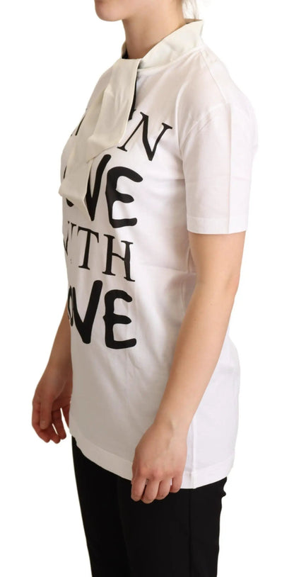 Dolce & Gabbana White Cotton Silk I'm In Love Top T-shirt by Dolce & Gabbana