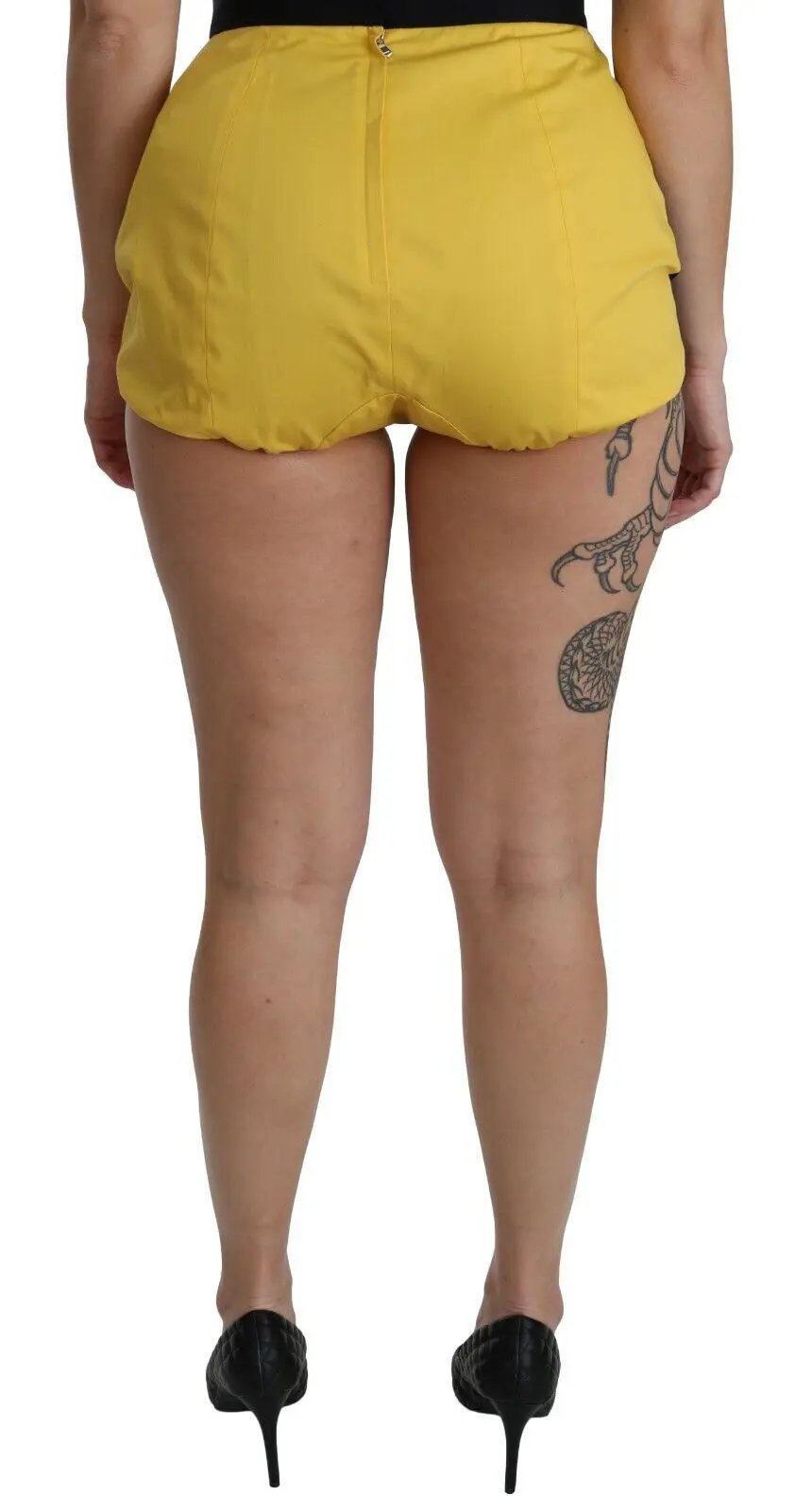 Dolce & Gabbana Yellow Black Cotton Jewelled Hot Pants Shorts by Dolce & Gabbana