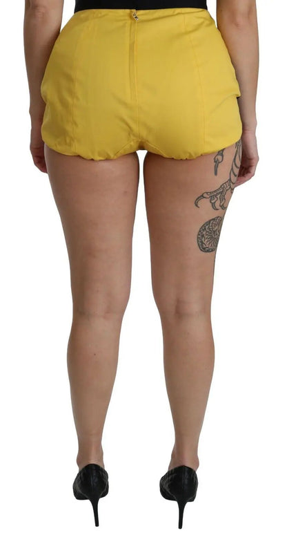 Dolce & Gabbana Yellow Black Cotton Jewelled Hot Pants Shorts by Dolce & Gabbana