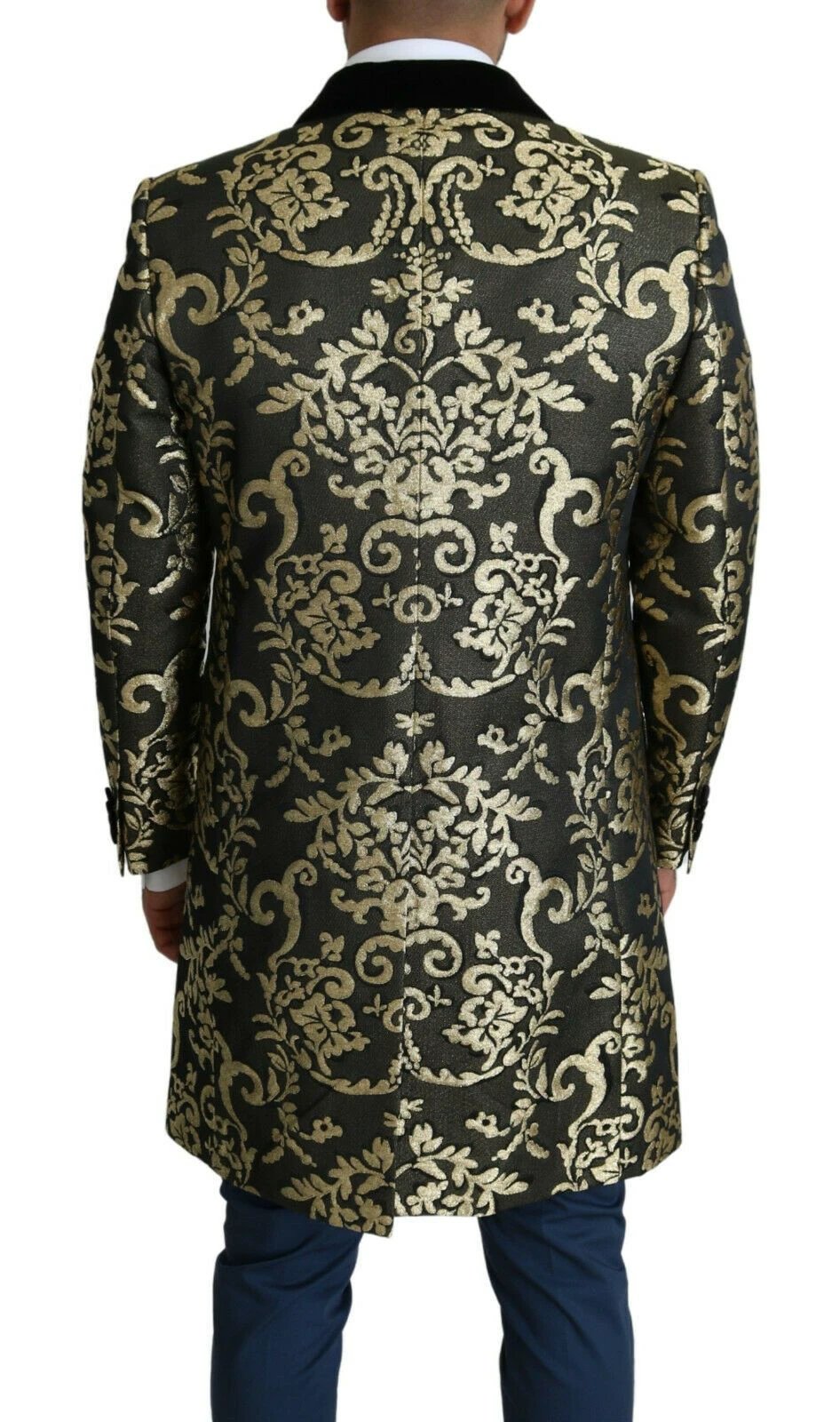 Dolce & Gabbana Black Gold Jacquard Long Coat SICILIA Jacket by Dolce & Gabbana