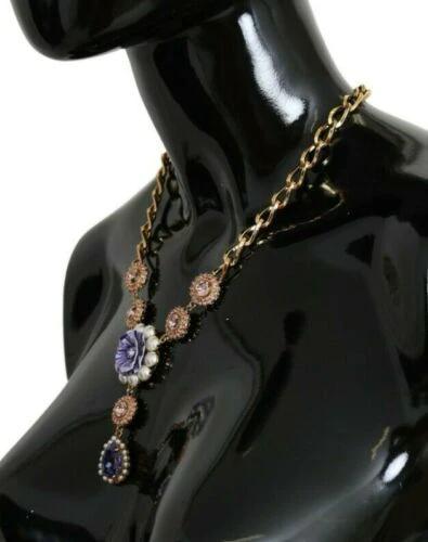 Dolce & Gabbana Pink Gold Brass Crystal Purple Pearl Pendants