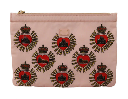 Dolce & Gabbana Clutch Pink D&G Logo Devotion Heart Toiletry Pouch Wallet