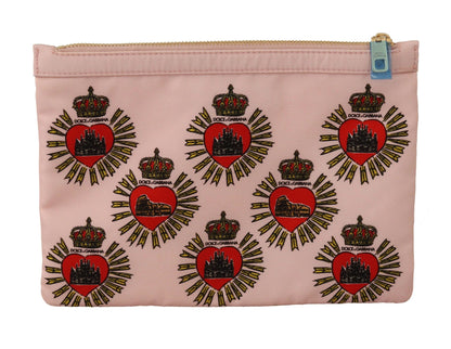 Dolce & Gabbana Clutch Pink D&G Logo Devotion Heart Toiletry Pouch Wallet