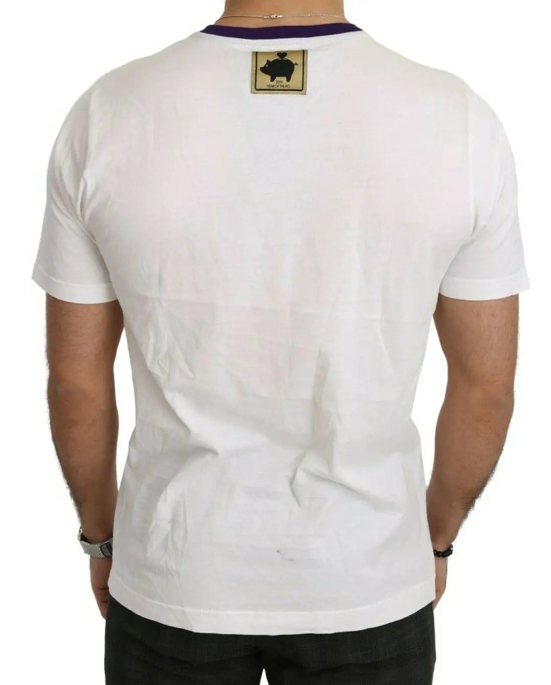 Dolce & Gabbana White Cotton Top Super Power Pig T-shirt by Dolce & Gabbana