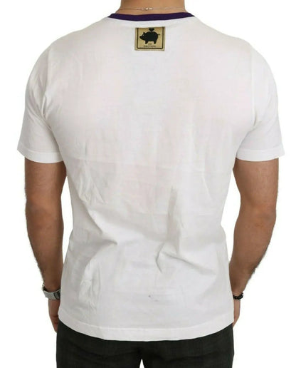 Dolce & Gabbana White Cotton Top Super Power Pig T-shirt by Dolce & Gabbana