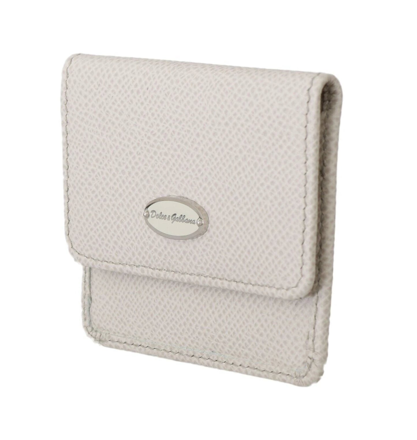 Dolce & Gabbana White Dauphine Leather Holder Pocket Wallet Condom Case