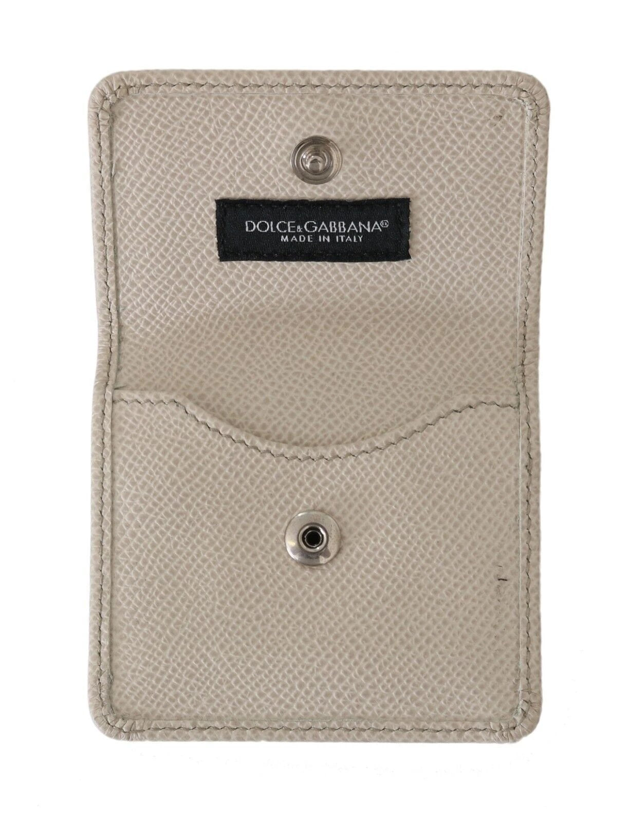 Dolce & Gabbana White Dauphine Leather Holder Pocket Wallet Condom Case