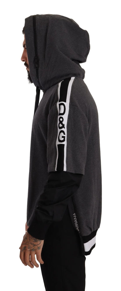 Dolce & Gabbana Gray Black Cotton Hooded #DGMILLENNIALS Sweater by Dolce & Gabbana