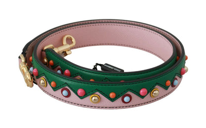 Dames Dolce & Gabbana schoudertas van roze en groen leer – BEL60579