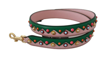 Dames Dolce & Gabbana schoudertas van roze en groen leer – BEL60579