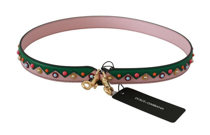 Dames Dolce & Gabbana schoudertas van roze en groen leer – BEL60579