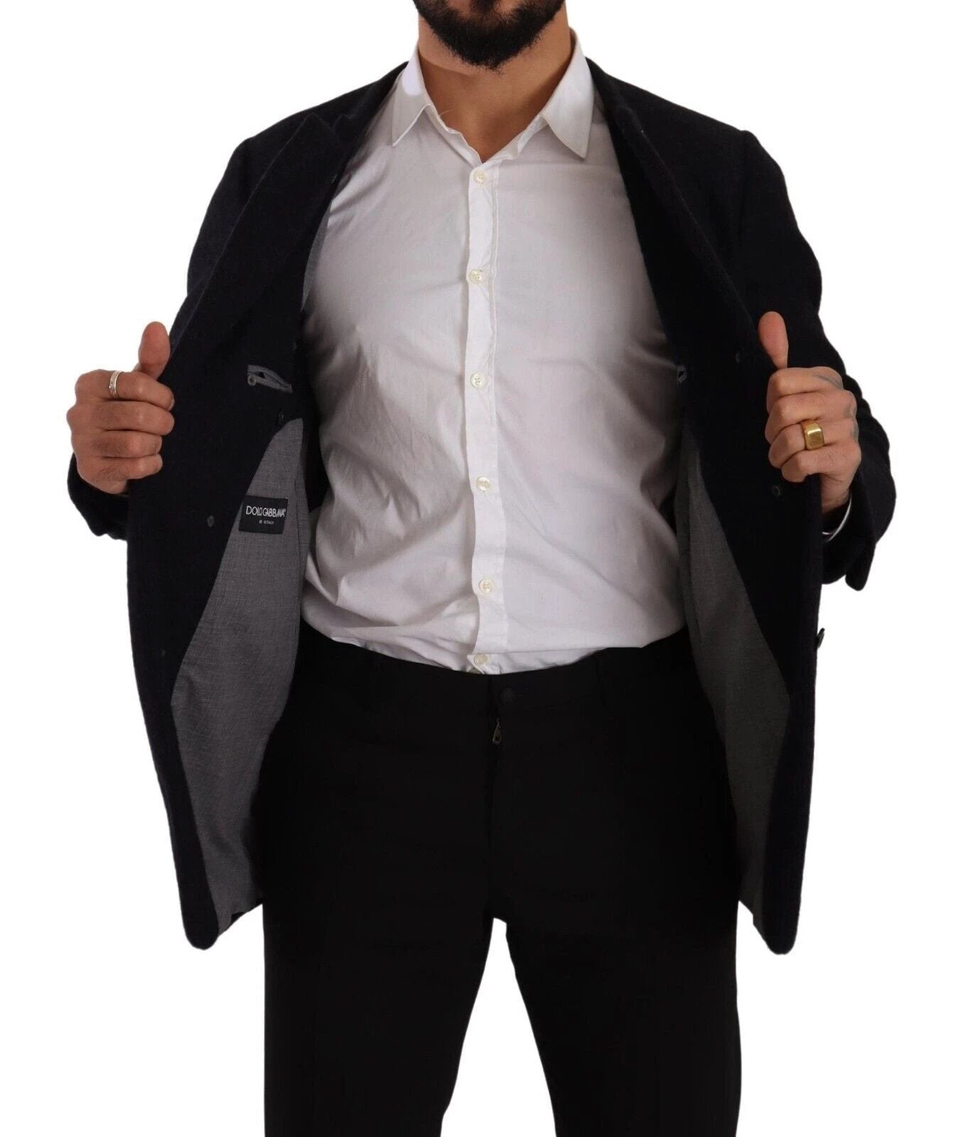 Dolce & Gabbana Gray Alpaca Button Down Men Coat Jacket by Dolce & Gabbana