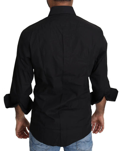 Dolce & Gabbana Black Cotton Formal Dress Men Top Shirt by Dolce & Gabbana