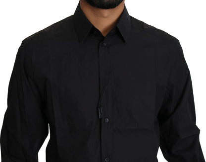 Dolce & Gabbana Black Cotton Formal Dress Men Top Shirt by Dolce & Gabbana